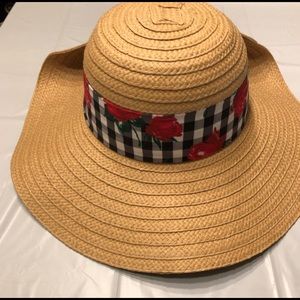 Betsey Johnson Gingham Floppy Straw Hat